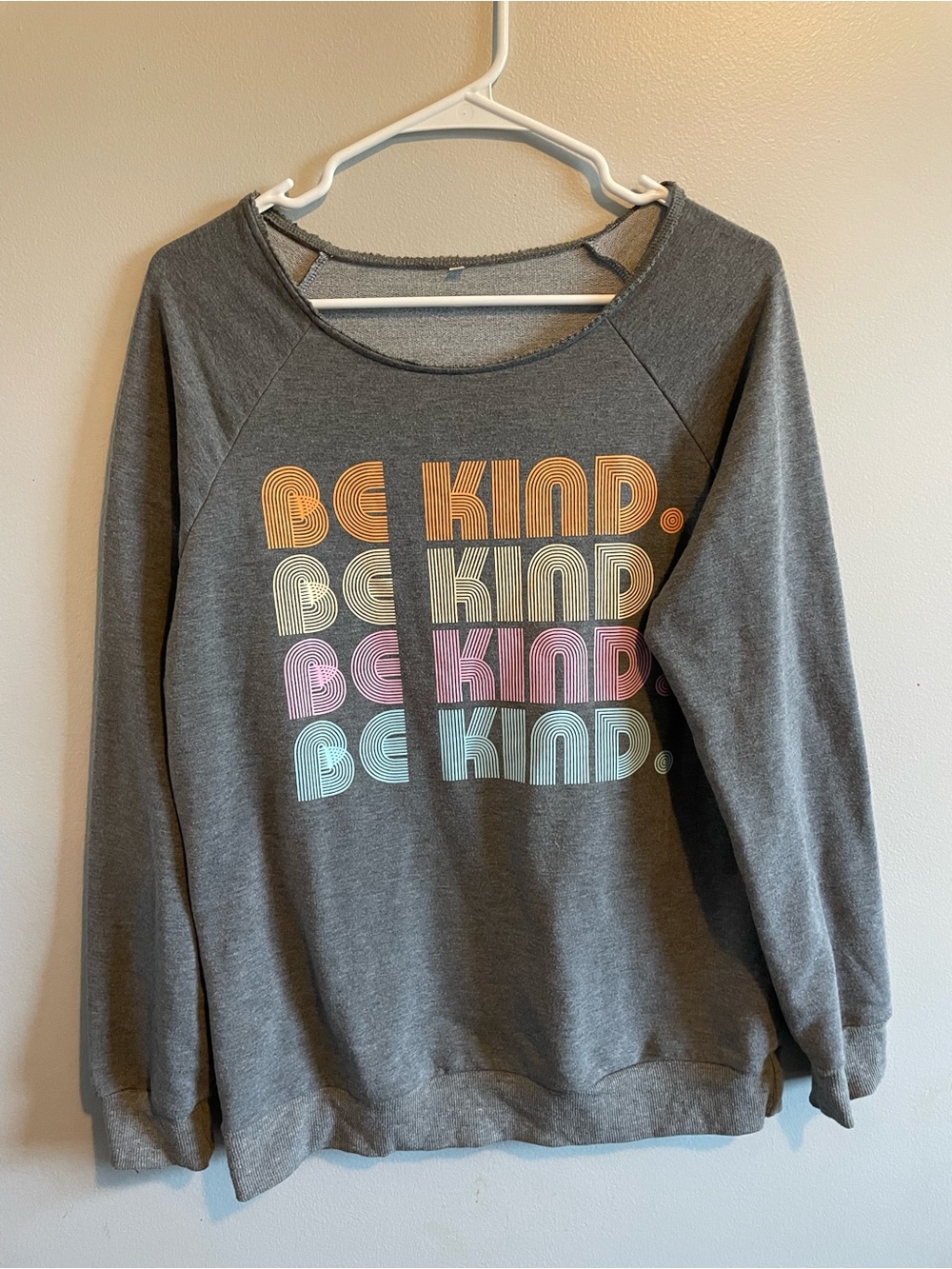 Gray Graphic Sweatshirt with Orange Retro Lettering